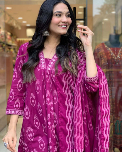 Pure Cotton Embroidery Work & Kurti Suit Set 💜💕